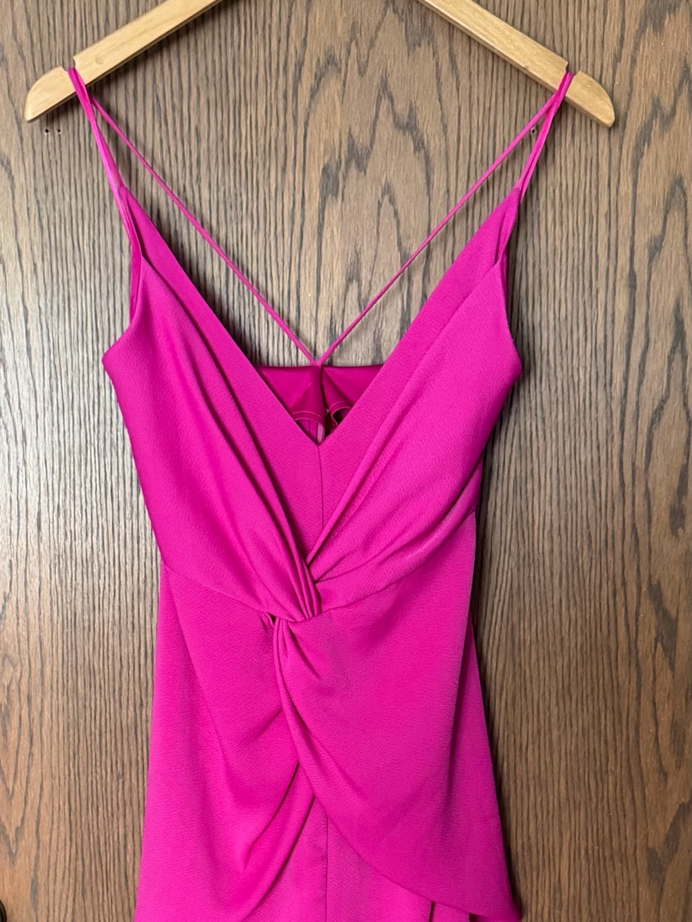 Cushnie Hot Pink Twist-Front Midi Dress